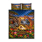 Zimbabwe Christmas Holy Family Quilt Bed Set African Safari Wildlife Savanna Sunset Baby Jesus