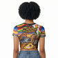 Zimbabwe Christmas Holy Family Raglan Cropped T shirt African Safari Wildlife Savanna Sunset Baby Jesus