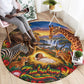 Zimbabwe Christmas Holy Family Round Carpet African Safari Wildlife Savanna Sunset Baby Jesus