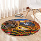 Zimbabwe Christmas Holy Family Round Carpet African Safari Wildlife Savanna Sunset Baby Jesus