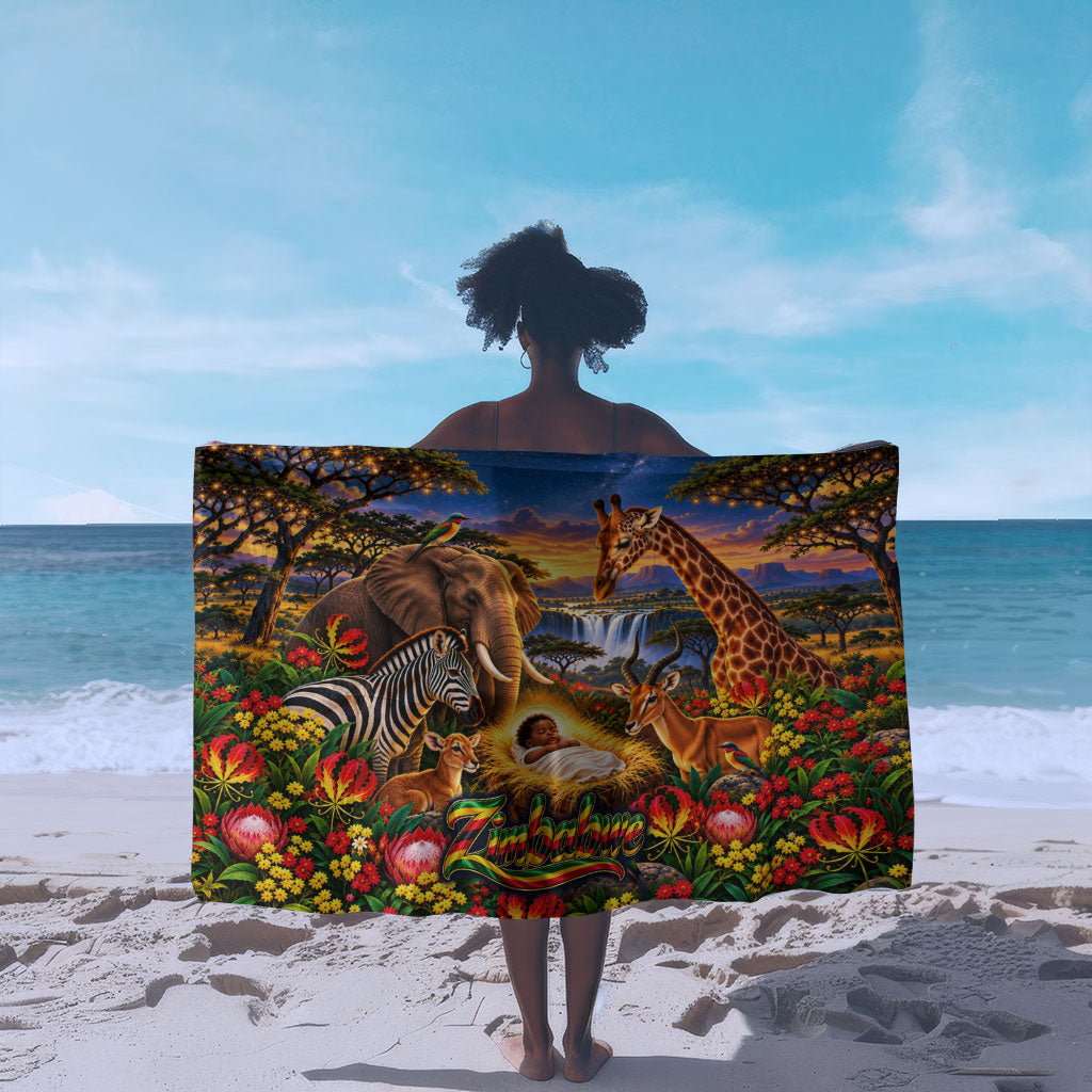 Zimbabwe Christmas Holy Family Sarong African Safari Wildlife Savanna Sunset Baby Jesus