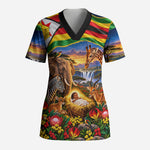 Zimbabwe Christmas Holy Family Scrub Top African Safari Wildlife Savanna Sunset Baby Jesus