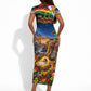 Zimbabwe Christmas Holy Family Short Sleeve Bodycon Dress African Safari Wildlife Savanna Sunset Baby Jesus