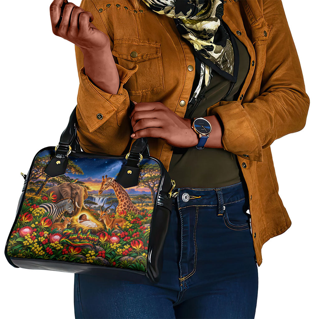 Zimbabwe Christmas Holy Family Shoulder Handbag African Safari Wildlife Savanna Sunset Baby Jesus