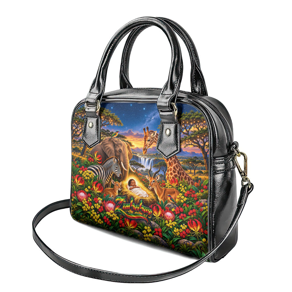 Zimbabwe Christmas Holy Family Shoulder Handbag African Safari Wildlife Savanna Sunset Baby Jesus
