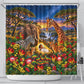 Zimbabwe Christmas Holy Family Shower Curtain African Safari Wildlife Savanna Sunset Baby Jesus
