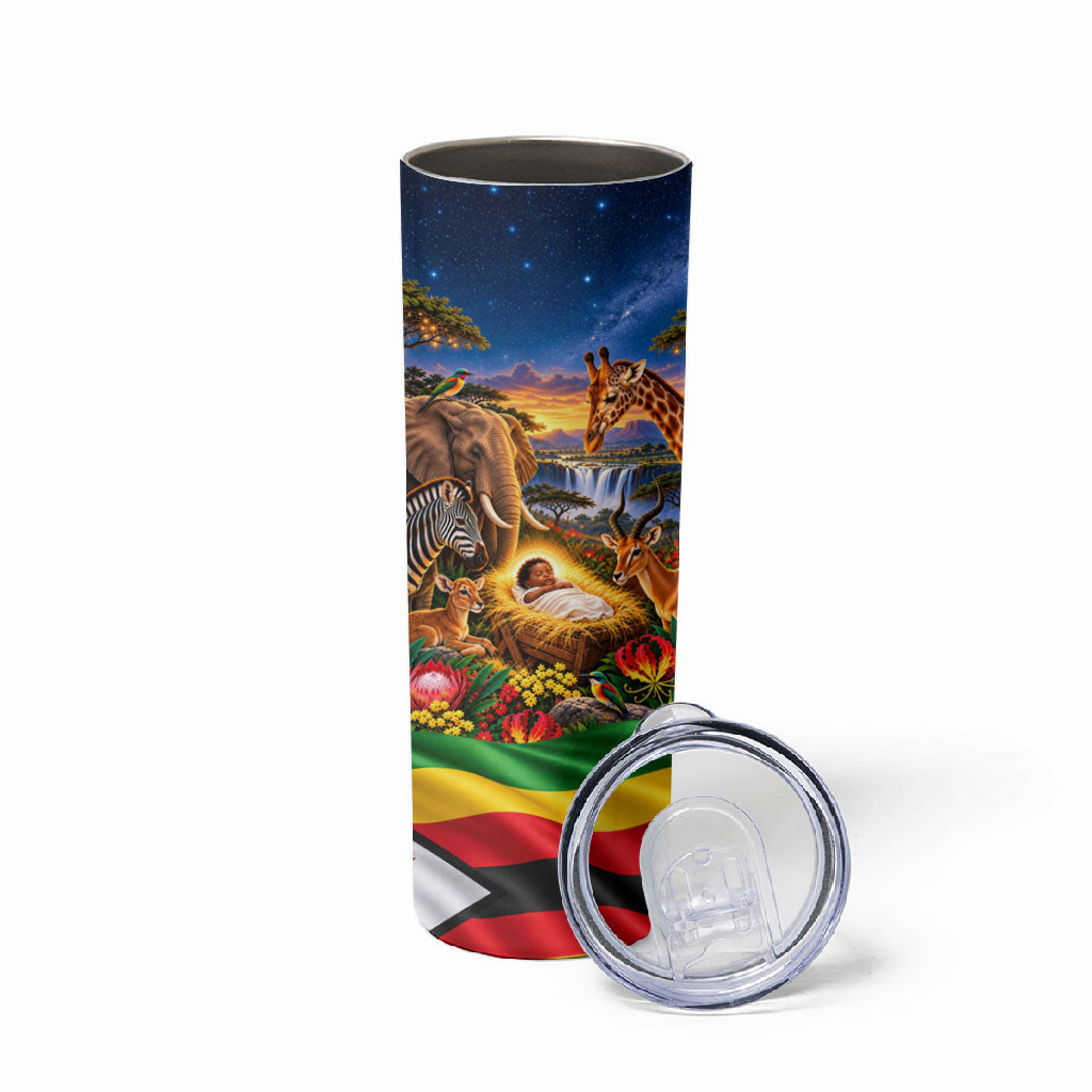 Zimbabwe Christmas Holy Family Skinny Tumbler African Safari Wildlife Savanna Sunset Baby Jesus