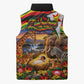 Zimbabwe Christmas Holy Family Sleeveless Puffer Jacket African Safari Wildlife Savanna Sunset Baby Jesus