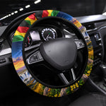 Zimbabwe Christmas Holy Family Steering Wheel Cover African Safari Wildlife Savanna Sunset Baby Jesus