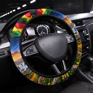 Zimbabwe Christmas Holy Family Steering Wheel Cover African Safari Wildlife Savanna Sunset Baby Jesus