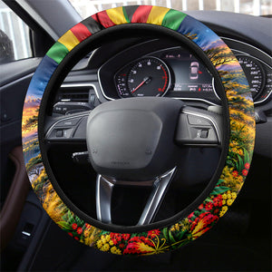 Zimbabwe Christmas Holy Family Steering Wheel Cover African Safari Wildlife Savanna Sunset Baby Jesus