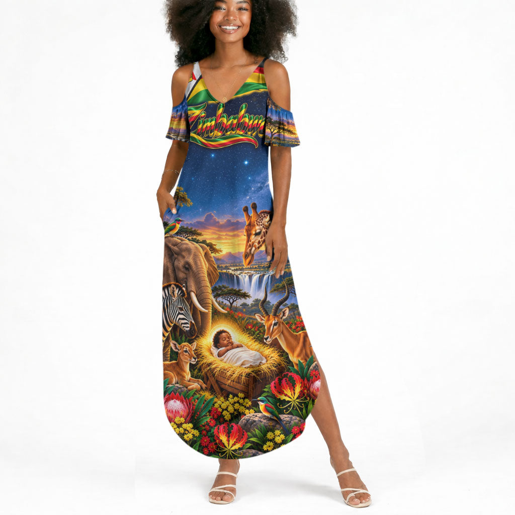 Zimbabwe Christmas Holy Family Summer Maxi Dress African Safari Wildlife Savanna Sunset Baby Jesus