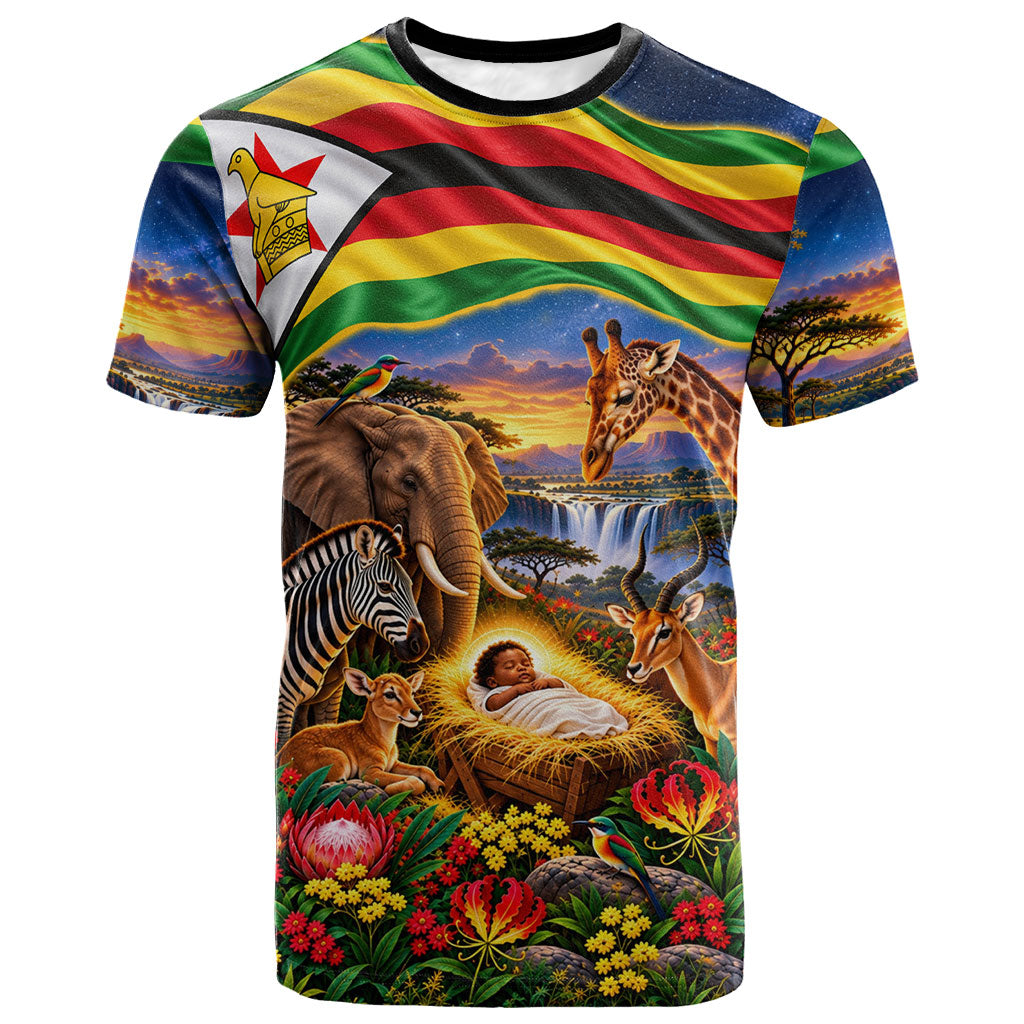 Zimbabwe Christmas Holy Family T shirt African Safari Wildlife Savanna Sunset Baby Jesus