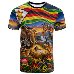 Zimbabwe Christmas Holy Family T shirt African Safari Wildlife Savanna Sunset Baby Jesus