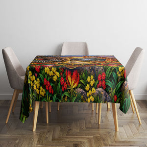 Zimbabwe Christmas Holy Family Tablecloth African Safari Wildlife Savanna Sunset Baby Jesus
