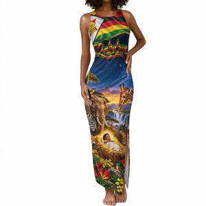 Zimbabwe Christmas Holy Family Tank Maxi Dress African Safari Wildlife Savanna Sunset Baby Jesus