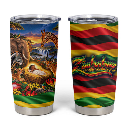 Zimbabwe Christmas Holy Family Tumbler Cup African Safari Wildlife Savanna Sunset Baby Jesus