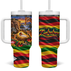 Zimbabwe Christmas Holy Family Tumbler With Handle African Safari Wildlife Savanna Sunset Baby Jesus