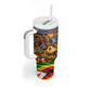 Zimbabwe Christmas Holy Family Tumbler With Handle African Safari Wildlife Savanna Sunset Baby Jesus