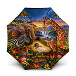 Zimbabwe Christmas Holy Family Umbrella African Safari Wildlife Savanna Sunset Baby Jesus