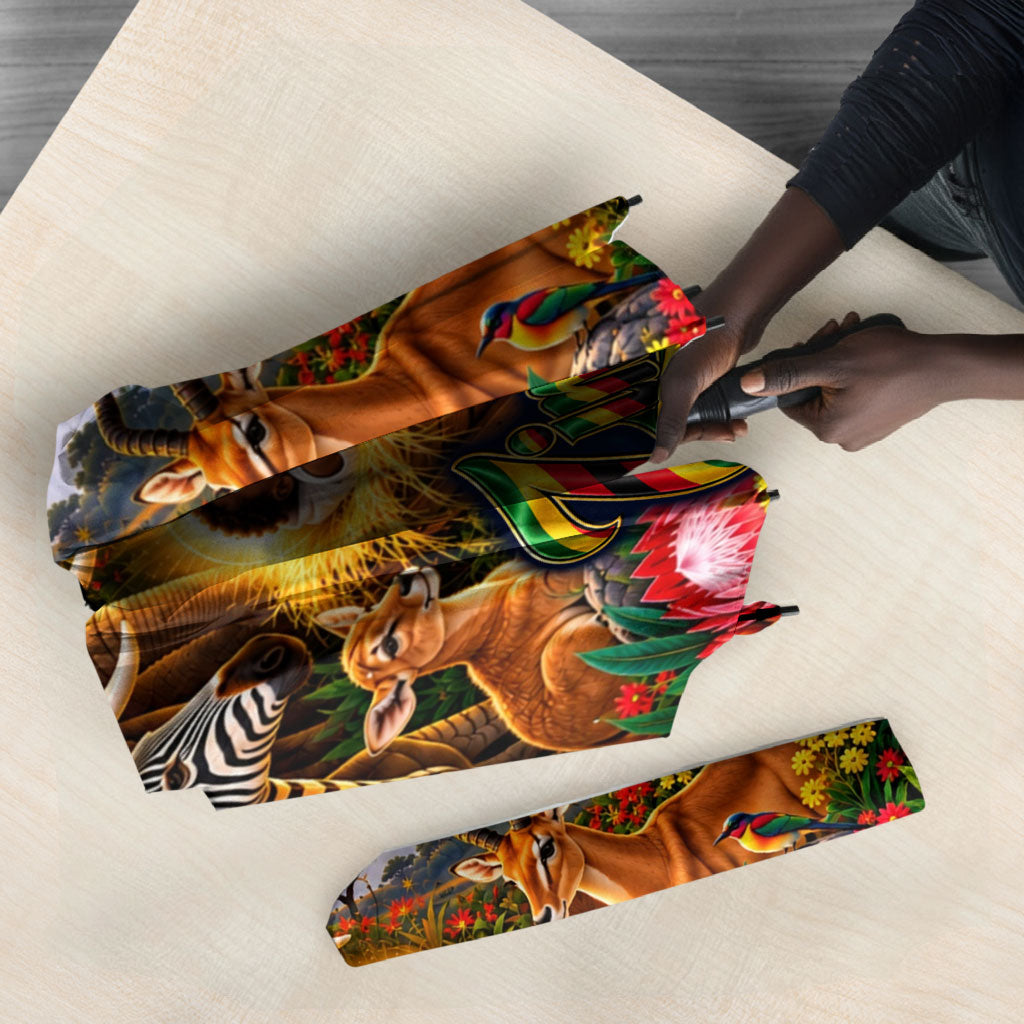 Zimbabwe Christmas Holy Family Umbrella African Safari Wildlife Savanna Sunset Baby Jesus