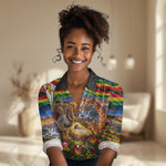 Zimbabwe Christmas Holy Family Women Casual Shirt African Safari Wildlife Savanna Sunset Baby Jesus