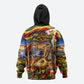 Zimbabwe Christmas Holy Family Zip Hoodie African Safari Wildlife Savanna Sunset Baby Jesus