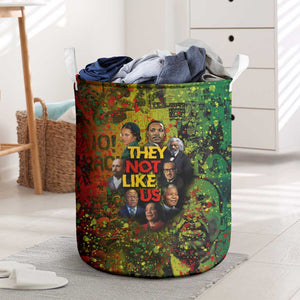 Black History Portrait Collage Laundry Basket Africa Empowering They Not Like Us Quote in Grunge Paint - African Pride