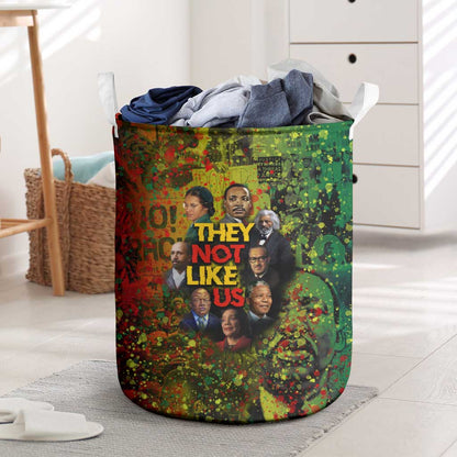 Black History Portrait Collage Laundry Basket Africa Empowering They Not Like Us Quote in Grunge Paint - African Pride