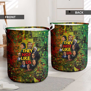 Black History Portrait Collage Laundry Basket Africa Empowering They Not Like Us Quote in Grunge Paint - African Pride