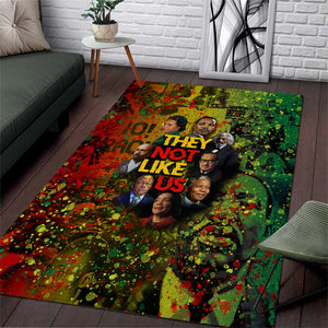Black History Portrait Collage Area Rug Africa Empowering They Not Like Us Quote in Grunge Paint - African Pride