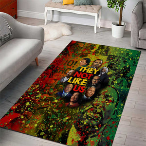 Black History Portrait Collage Area Rug Africa Empowering They Not Like Us Quote in Grunge Paint - African Pride