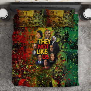 Black History Portrait Collage Bedding Set Africa Empowering They Not Like Us Quote in Grunge Paint - African Pride