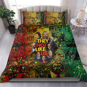 Black History Portrait Collage Bedding Set Africa Empowering They Not Like Us Quote in Grunge Paint - African Pride