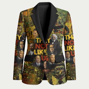 Black History Portrait Collage Blazer Africa Empowering They Not Like Us Quote in Grunge Paint - African Pride