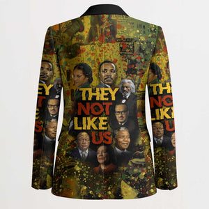 Black History Portrait Collage Blazer Africa Empowering They Not Like Us Quote in Grunge Paint - African Pride