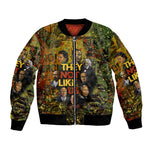 Black History Portrait Collage Bomber Jacket Africa Empowering They Not Like Us Quote in Grunge Paint - African Pride