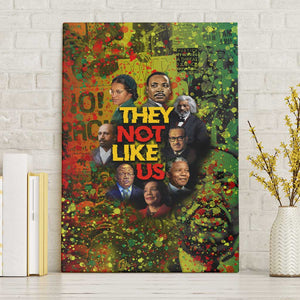 Black History Portrait Collage Canvas Wall Art Africa Empowering They Not Like Us Quote in Grunge Paint - African Pride
