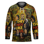 Black History Portrait Collage Hockey Jersey Africa Empowering They Not Like Us Quote in Grunge Paint - African Pride