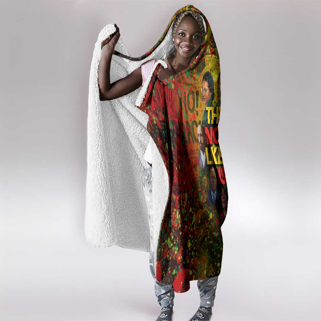 Black History Portrait Collage Hooded Blanket Africa Empowering They Not Like Us Quote in Grunge Paint - African Pride