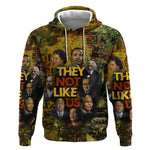 Black History Portrait Collage Hoodie Africa Empowering They Not Like Us Quote in Grunge Paint - African Pride