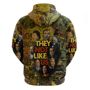 Black History Portrait Collage Hoodie Africa Empowering They Not Like Us Quote in Grunge Paint - African Pride