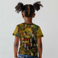 Black History Portrait Collage Kid T shirt Africa Empowering They Not Like Us Quote in Grunge Paint - African Pride
