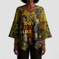 Black History Portrait Collage Kimono Sleeve Blouse Africa Empowering They Not Like Us Quote in Grunge Paint - African Pride