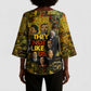 Black History Portrait Collage Kimono Sleeve Blouse Africa Empowering They Not Like Us Quote in Grunge Paint - African Pride