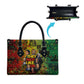 Black History Portrait Collage Leather Bag Africa Empowering They Not Like Us Quote in Grunge Paint - African Pride