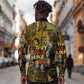 Black History Portrait Collage Long Sleeve Button Shirt Africa Empowering They Not Like Us Quote in Grunge Paint - African Pride