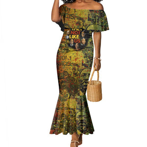 Black History Portrait Collage Mermaid Dress Africa Empowering They Not Like Us Quote in Grunge Paint - African Pride