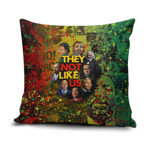 Black History Portrait Collage Pillow Cover Africa Empowering They Not Like Us Quote in Grunge Paint - African Pride