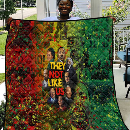 Black History Portrait Collage Quilt Africa Empowering They Not Like Us Quote in Grunge Paint - African Pride